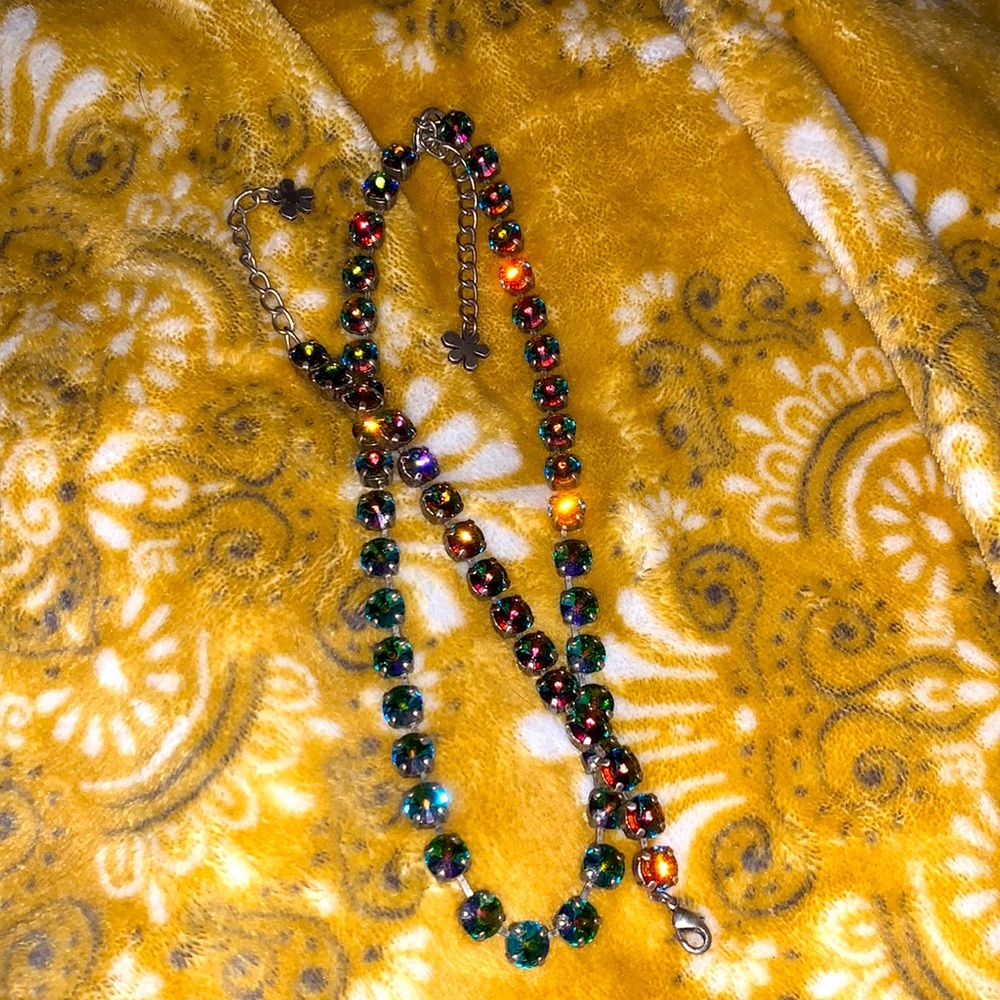 Multicolored CZ Choker Necklace & Bracelet Set